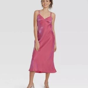 Wild Fable Pink Blue Iridescent Shine Mermaidcore Slip Dress Liquid Metal Shine